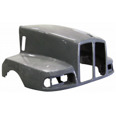 HOOD, KENWORTH T600, T600B MODELS, 59", CURVED WINDSHIELD, SPLIT GRILLE